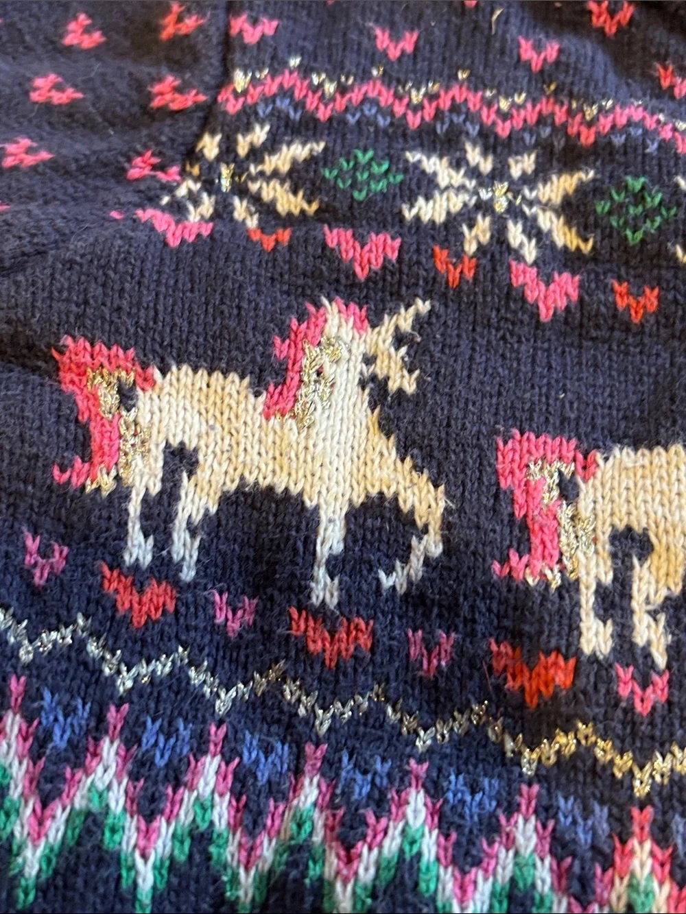OshKosh B'gosh Navy Unicorn Fair Isle Crewneck Sweater